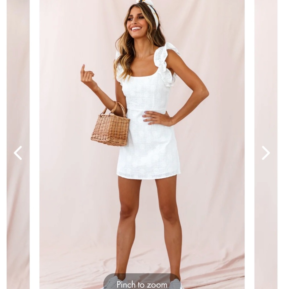 Selfie Leslie White Mini Dress with Ruffles